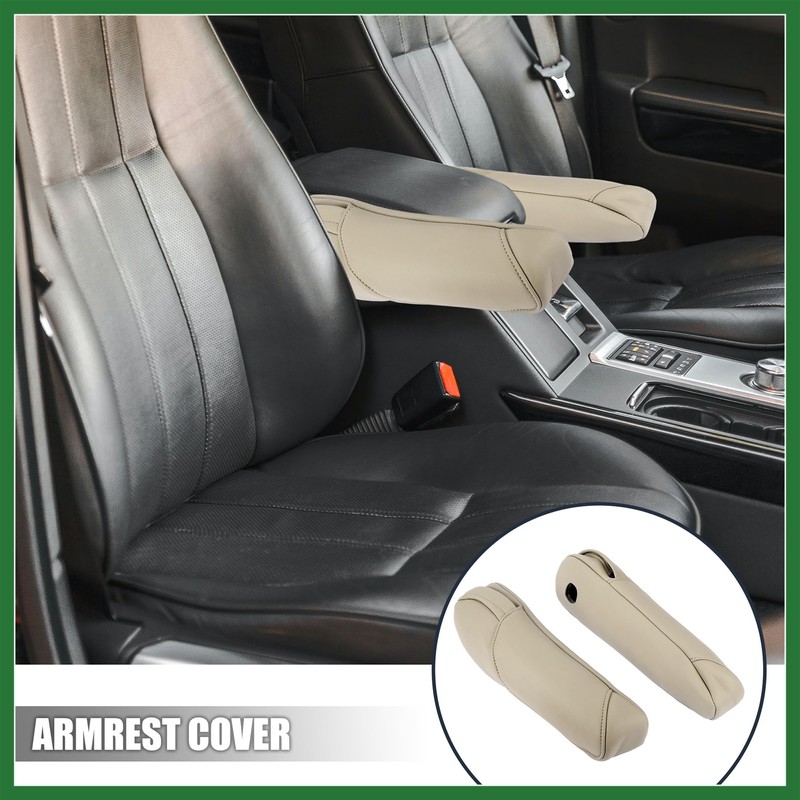 Motoforti Pair Microfiber Leather Car Front Seat Armrest Cover Replacement