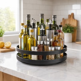 360° Rotating Spice Rack Organizer, Non-Slip Kitchen Turntable for Countertop, Pantry & Cabinet Storage