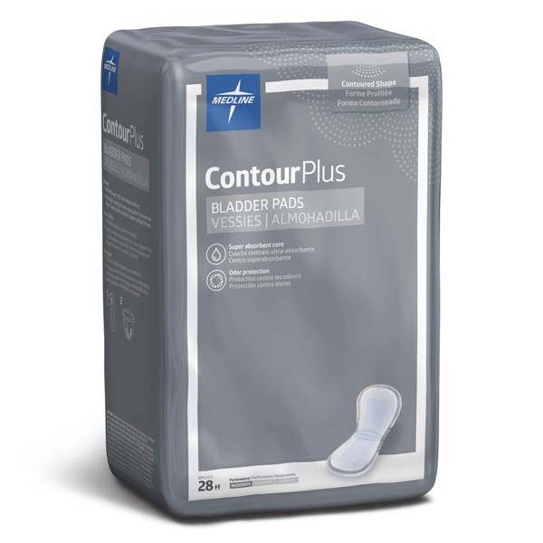 Medline Medline ContourPlus Bladder Control Incontinence Pads, Moderate Absorbency, 5.5"