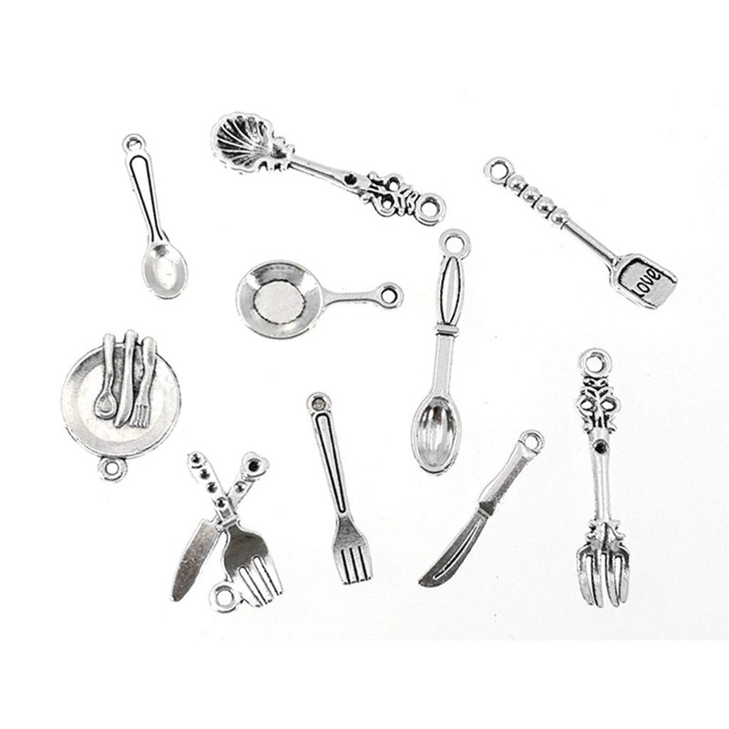 Kinteshun Kitchen Tableware Charms Baking Cooking Knife Fork Spoon Plate
