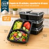 20 Contenedores para Alimentos de 40 oz, 3 Compartimentos y