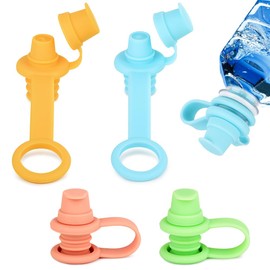 Heureuse Water Bottle Spout Adapter for Toddlers, 4 Pack No Spill Silicone water bottle toppers, Travel Toddler Essentials, Leakproof, Reusable & Easy-to-Use