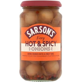 Sarsons Hot and Spicy Silverskin Onions 460g (1 Pack)