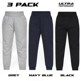 Ultra Performance 3 Pack Boys Sweatpants Kids Clothes Active Soft Fleece Joggers for Boys Size 8-20