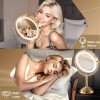 Vesaur 8.5'' Large Gold Lighted Makeup Mirror, 1X/10X Clear Seamless