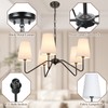 5-Light 30” Modern Chandelier with White Shades, Classic Pendant Ceiling