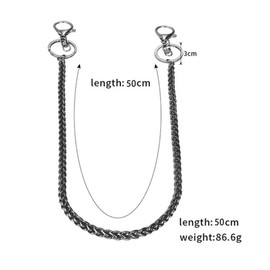PINKPIN Pants Chain for Men Long Biker Keychain Jean Wallet Chain Hip Hop Punk Chain for Men Women Goth Chain Black