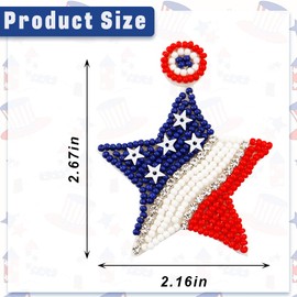 Estivaux 4th of July Patriotic Earrings American Stars Beaded Drop Earrings Red Blue Dangle Pendant Earrings Memorial Day Fashion Jewelry Gift Earrings for Women July 4th Patriotic Decorations