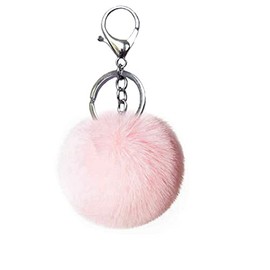 Unpafcxddyig Pom Pom Keychain Artificial Fur Ball Keychains Fluffy Tote Pendant Car Bag Charm,Light pink