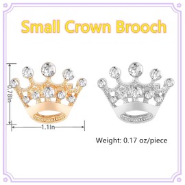 Small Crown Brooch pins for women fashion Rhinestone Gold Silver Crown Brooch for men (12PCS Gold)