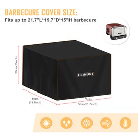 HEIMUNI Barbecue Cover, Electric Grill Cover, Waterproof, Weather Protective Cover, Gas Grill, UV-Resistant, Tear-Resistant Grill Cover for Ninja Woodfire OO101UK, 55 x 50 x 38 cm