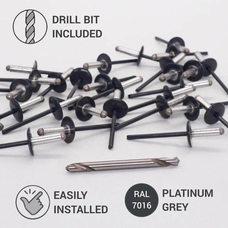 SKIR'CO Pack of 100 Large Flange Aluminium Blind Rivets 4.8
