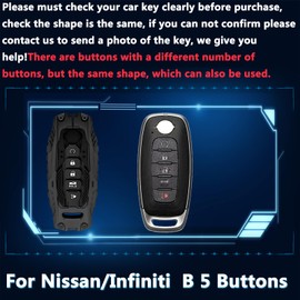 Cavlobe Zinc Alloy Key Fob Cover,Keychain,Full Protection Car Key Case for 2023 2024 2025 Kicks Sentra Versa Rogue Pathfinder Smart Remote Keyless Keyshell Accessories(NO.162-5 Black)