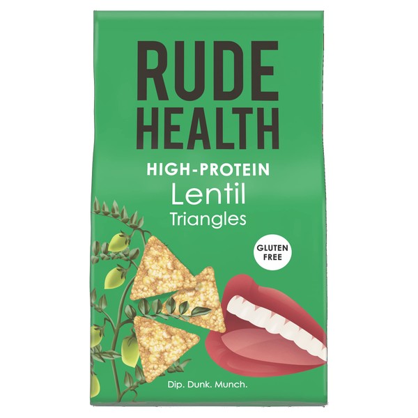 Rude Health 6 x 70g Organic Gluten-Free High-Protein Lentil Triangle Crackers, Award-Winning, Healthy & Vegan, 100% Recyclable Packaging