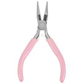 sourcing map Mini Needle Nose Pliers 4.5 Inch Toothed Precision Plier with Pink Plastic Handle for DIY Crafts Jewelry Making
