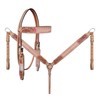 CHALLENGER Horse Western Filigree Pink Inlay Rough-Out Leather Bridle &