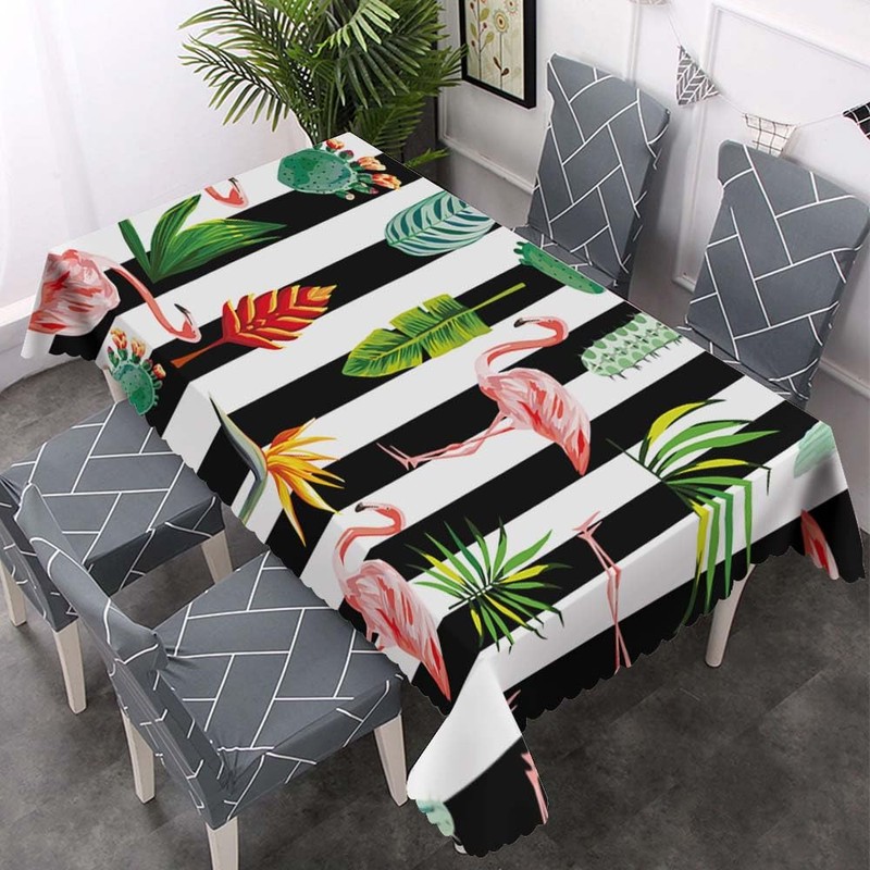 Walmsco Tablecloth Flamingo Palm Leaf Decor For Dining Room Kitchen