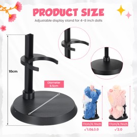 Simgoing 2 Pack Adjustable Doll Stands for 17cm Dolls Display Stands Support Racks to Keep the Action Figure in a Standing Position for Collectors Seasoned Fan(Black)