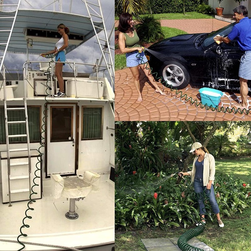 FUNJEE EVA Coil Garden Hose for Gardener: Retractable Self Coiling