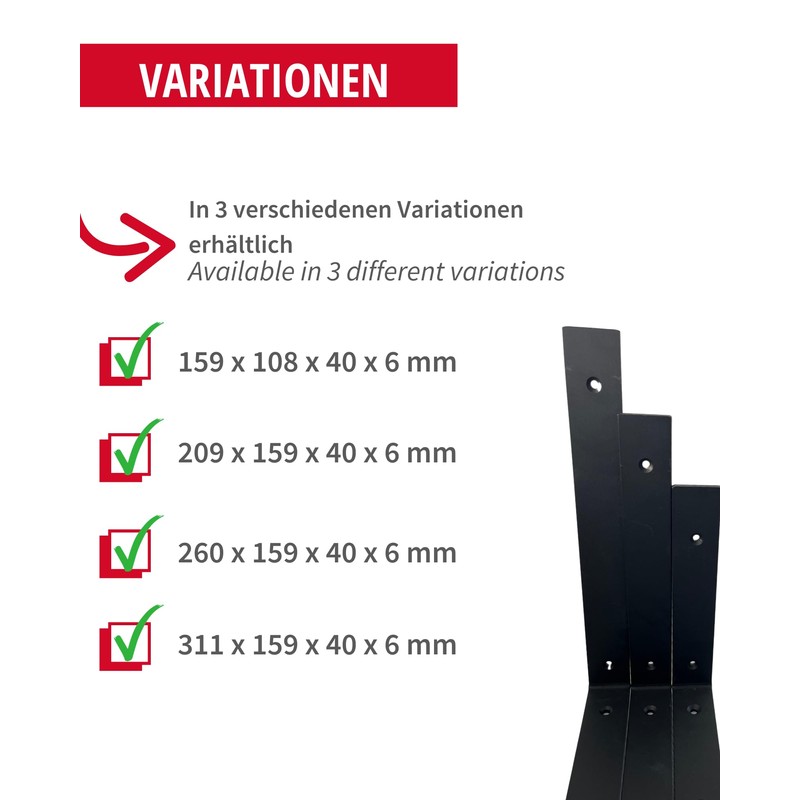 Gedotec WOLF Steel Shelf Bracket, Black, 1 Piece Shelf Bracket