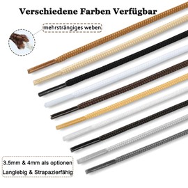 Stepace 2 Pairs - Premium Round Shoelaces [Diameter 3.5 and 4 mm] for Work Shoes, Boots, Outdoor Shoes and Sports Shoes, Tear-Resistant Shoelaces Replacement Shoelaces Made of Polyester, 4 mm black