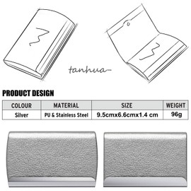NANXJIUR Business Card Holder, Metal Case Pocket, Holder for Women & Men, Professional PU Leather Holders RFID Blocking Name with Magnetic Clasp (Grey)