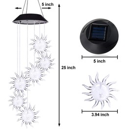 SIX FOXES ShangTianFeng Wind Chime,Solar Lights Chime Outdoor,Sun Flower Wind Chime led/Solar Hummingbird Wind Chime Outdoor Yard Decorations Solar Light Mobile,(Gifts for mom,Birthday Gifts for mom)
