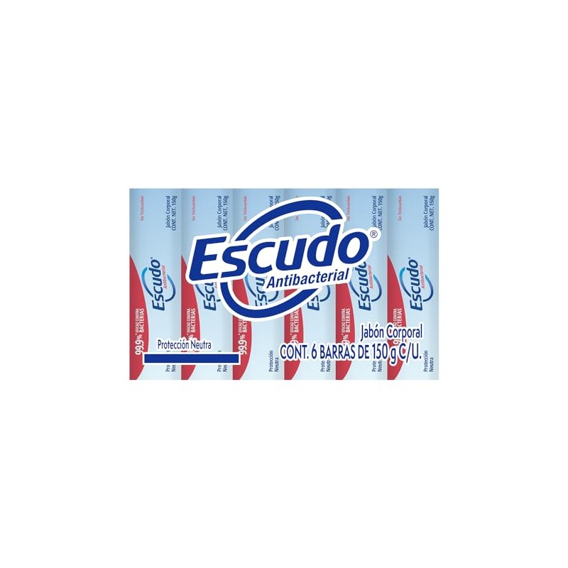 Escudo Antibacterial, Jabón de tocador en barra, Protección Neutra, 6