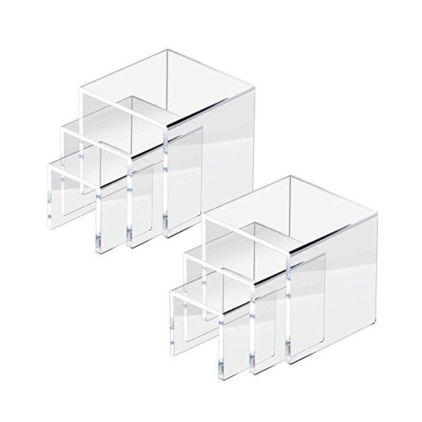 2 Sets Acrylic Display Risers for Funko POP Figures | Jewelry Display Riser | Clear Display Stands | Retail Displays Bridge Showcase for Cupcake Stands / Candy Dessert Table Decorations - 3"x4"x5"