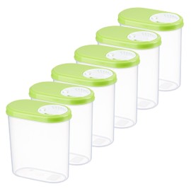 MiraHome Storage Containers 0.3 L, Set of 6, Green, Storage Jars with Lid, Airtight, Storage Container for Spices & Food, Food Storage Containers with Lid, Storage Box with Pouring Function