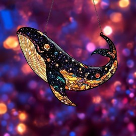 Ocean Whale Acrylic Suncatcher Window Hanging Stained Glass Style Light Catcher Beach Sea Life Home Decor