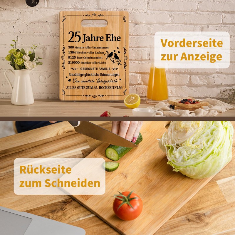 Joyvado Silver Wedding Anniversary Gifts, Bamboo Chopping Board to Celebrate