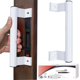 Young Dance Aluminum Sliding Glass Door Pull - 8" White, Fits 6-5/8" Mounting Holes - Perfect for Patio Doors