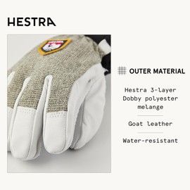 Hestra Army Leather Patrol Jr. Glove I Waterpoof, Insulated Kids Leather Glove for Skiing, Snowboarding, or Playing in The Snow - Light Grey - 6