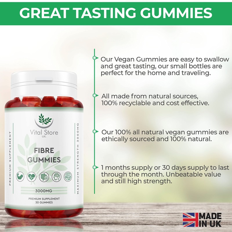 Fibre Gummies 3000MG - Vegan - One Month Supply -