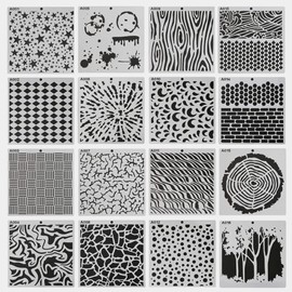 DACUAN Craft Stencil Set, 16pcs Art Templates for Crafts, Reusable Painting Template Stencils, DIY Scrapbook Plastic Stencils for Painting on Wood, Home Wall, DIY Supplies