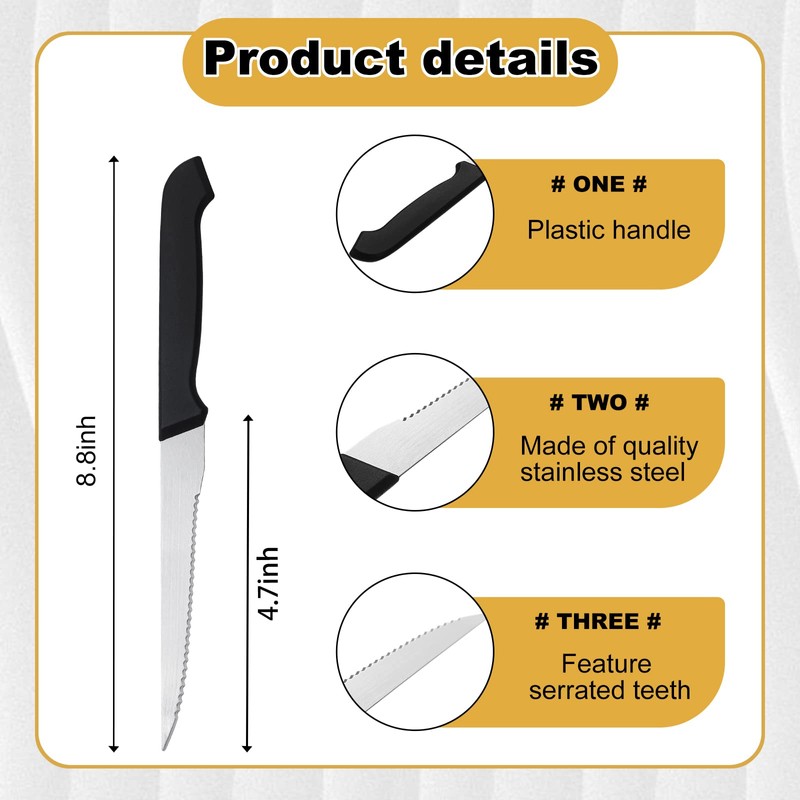 Therwen 100 Pieces Serrated Edge Pointed Tip Steak Knives Stainless