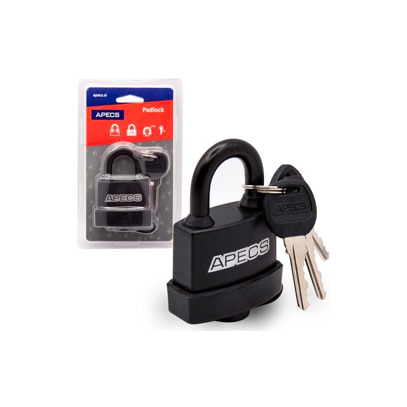 APECS PDR-50-45 Weatherproof Padlock for Outdoor Use with 3 Keys