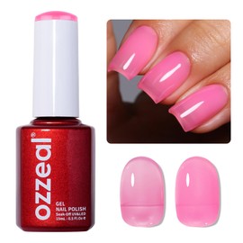 Jelly Gel Nail Polish, Bright Pink Jelly Nail Polish Gel Translucent Spring Summer Sheer Nail Gel Polish Soak off UV LED for Nail Art DIY Manicure 0.5 Fl Oz