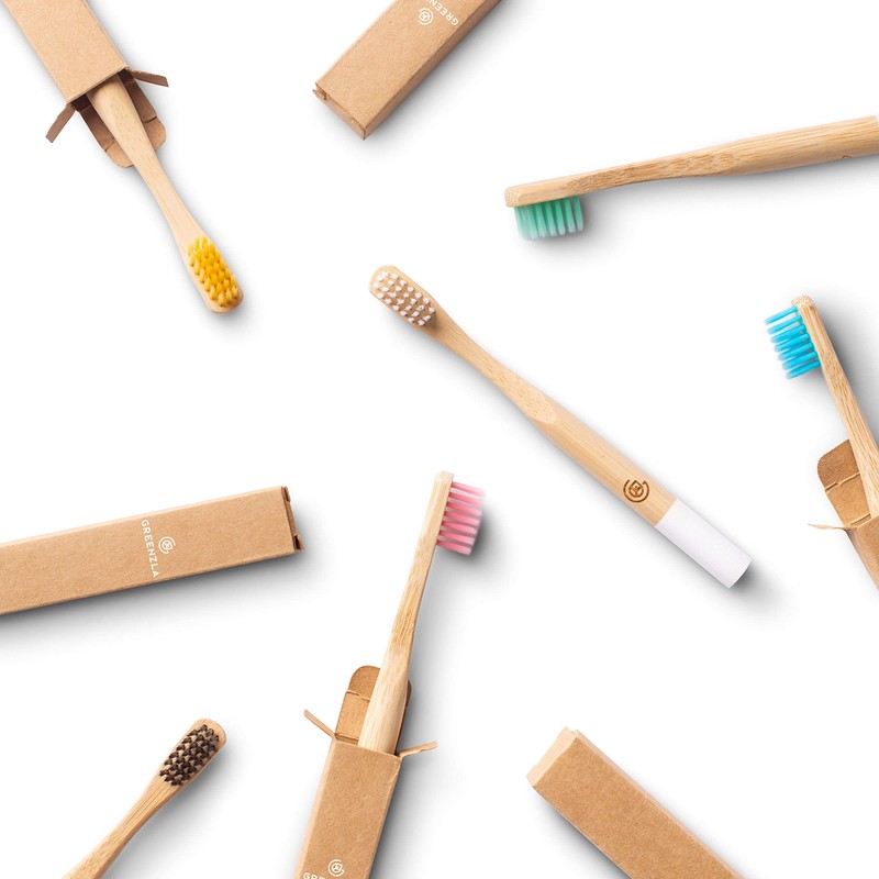 GREENZLA Kids Bamboo Toothbrushes (6 Pack) BPA Free Soft Bristles