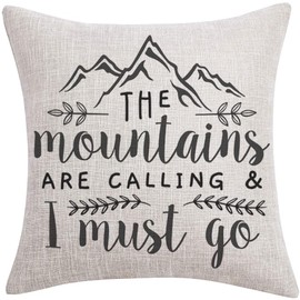 FaceYee The Mountains are Calling and I Must Go Pillow Covers 18x18 Inch Throw Pillowcases Hiker Invisible Zipper Square Color:The Mountains are Calling
