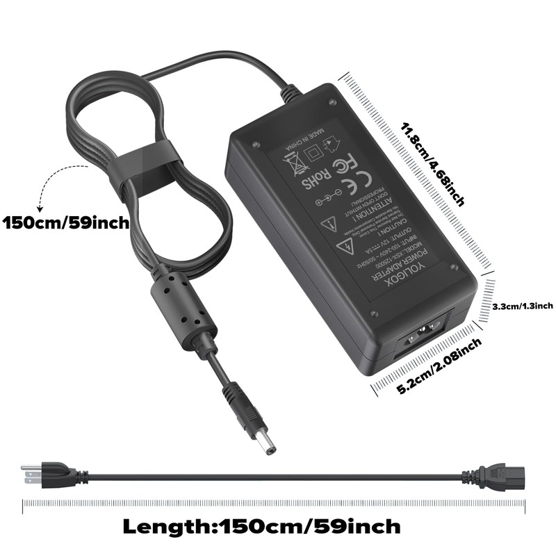 12V Power Cord Compatible with Arcade1up Game Machine - for