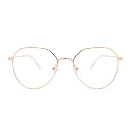 Lairesen Fashion Metal Myopia Glasses Men and Women Retro Myopia Long Distance Glasses, gold