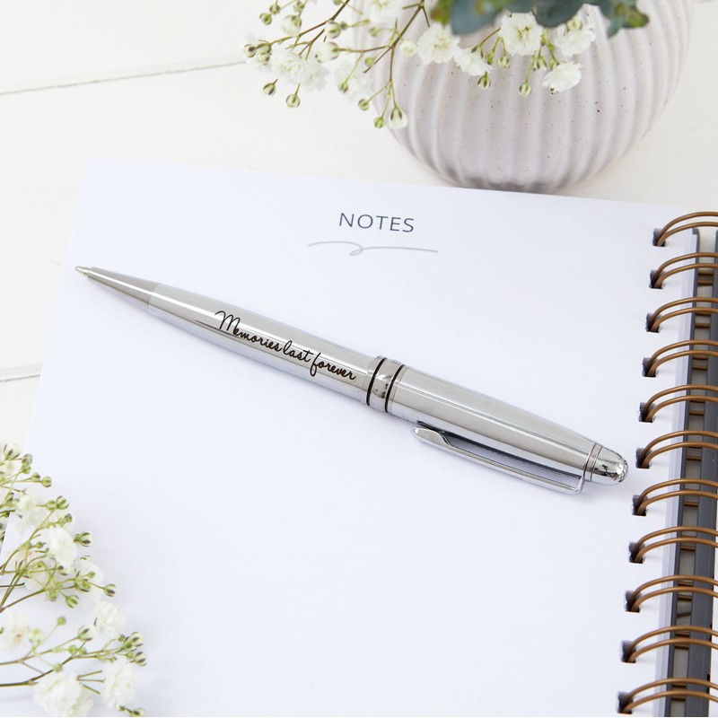 ANGEL & DOVE 'Memories Last Forever' Silver Chrome Pen -