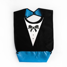 XPEX Bib for Adults, Waterproof Bib with Crumb Compartment, Press Studs for Seniors, Women, Men, Black