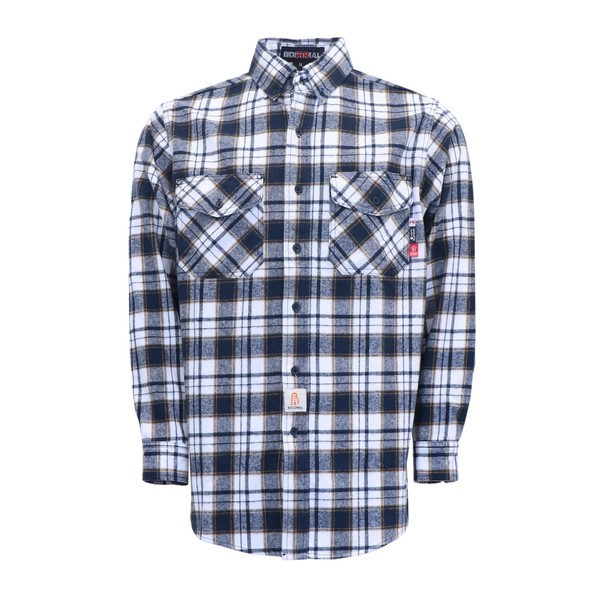 BOCOMAL FR Shirts for Men Flannel Plaid 8.5oz Heavyweight Fire