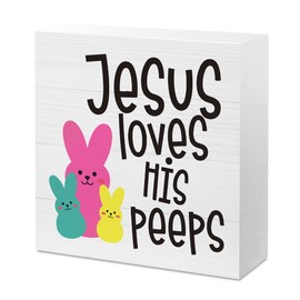 Easter Decor Indoor Easter Party Jesus Decorations Farmhouse Easter Peeps Bunny Rabbit Egg Sign for Home Bathroom Room Badroom Table Mantle Office Dessk Decor