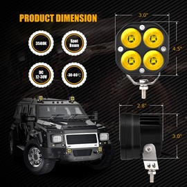 BMPUG 2 Pack Led Pods Light Bar, Yellow 3" 40w Spot Off Road Lights, Driving Fog Lamp, IP68 Waterproof LED Work Light, Amber Cube Lights for Pickup Truck SUV ATV UTV Boat Forklift 4x4 Motorcycle