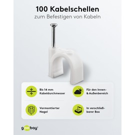 Goobay 17084 Cable clip white - max. cable diameter: 14.0 mm