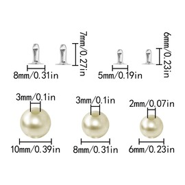 WELANE Pearl Rivet Studs, 180 PCS White Round Pearl DIY Knitting Sewing Crafts with Studs Buttons for Purse, Bags, Shoes, Leather, Craft Repairs Decor (3 Kind)